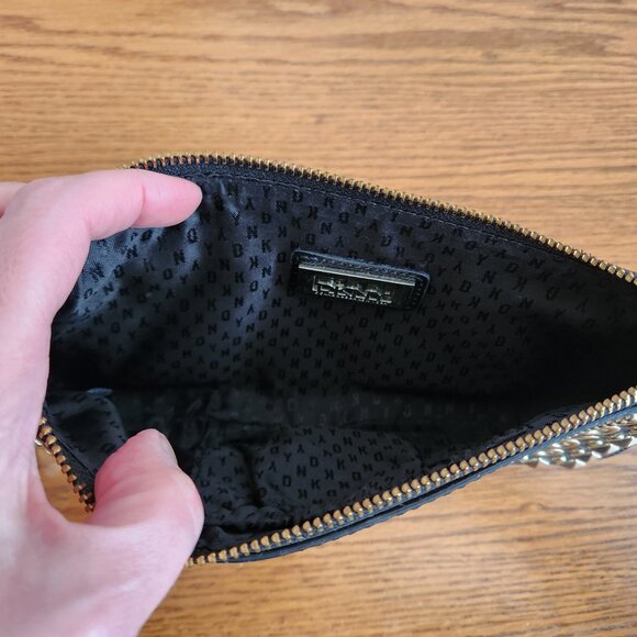 DONNA KARAN NEW YORK SMALL BLACK LEATHER EVENING BAG - Picture 4 of 11